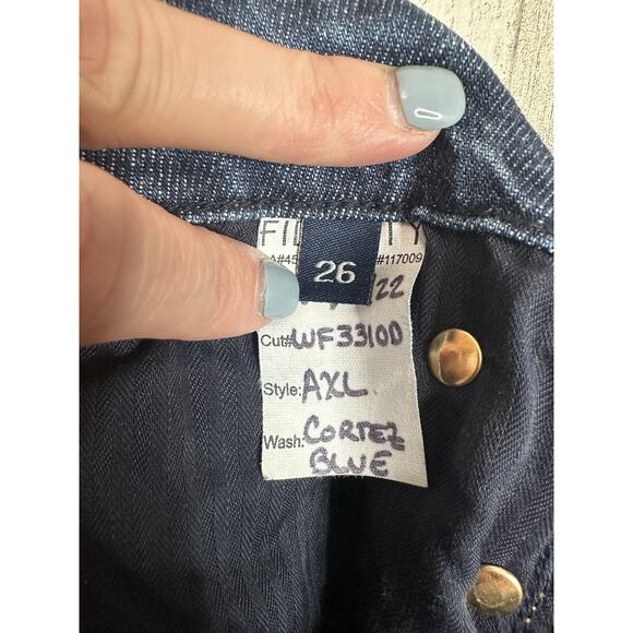 NWT Fidelity AXL Jeans Cortez Blue Women’s Denim Mid Rise Crop Rolled Hem 26 - Picture 10 of 10